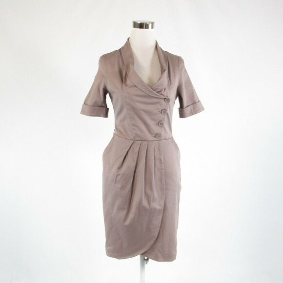 Taupe REISS wrap dress 6 - Picture 1 of 8